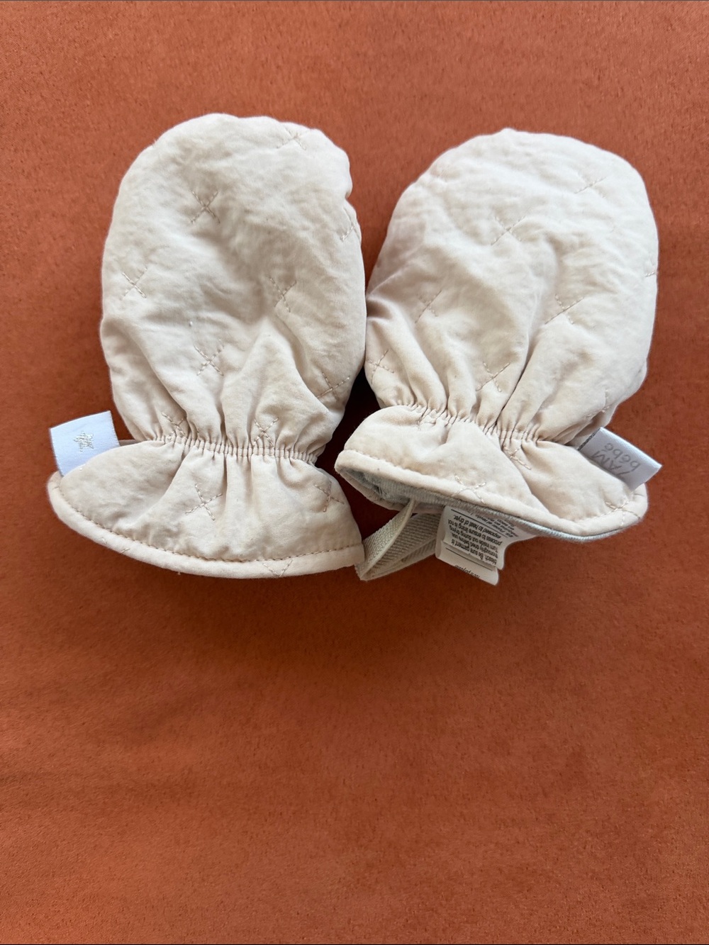Soft Cream Quilted Baby Mittens